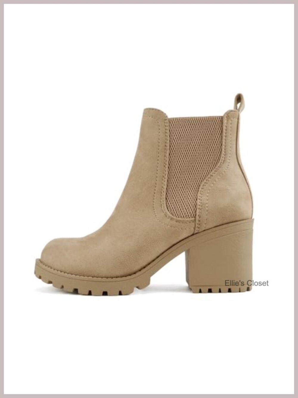 Women's Lug Sole Chelsea Ankle Boots Imitation Suede Mid Heel